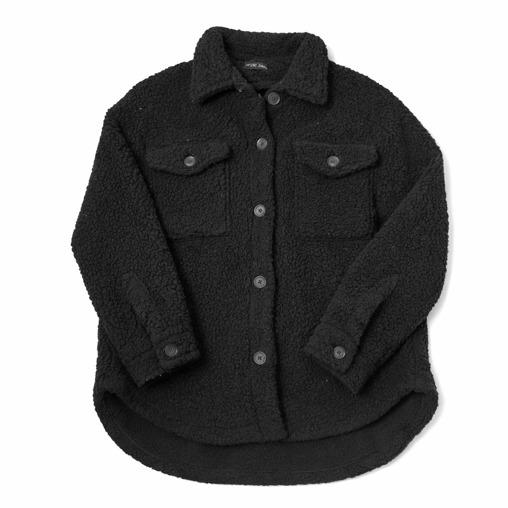 Love Tree Black Sherpa Button-Up Jacket